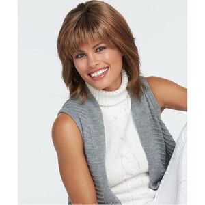 New Raquel Welch Infatuation Elite mocha foil synthetic brown wig with bangs